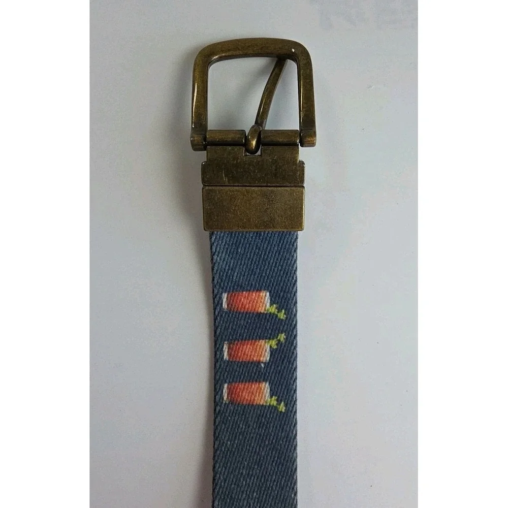 DOC MURPHY Size 32-36 Reversible Golf DRINKS Blue Crocodile Leather Belt